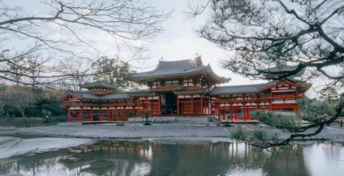 Phoenix hall building in byodoin temple , famous buddhist temple in uji city, kyoto japan