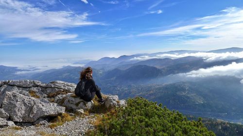 Scenic view of mountain range against sky