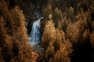 Aerial image of beautiful waterfalls in golling, salzburg, austria