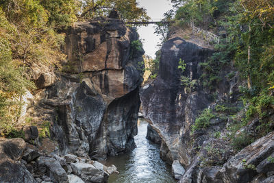 Rock cliff kissing popular landmarks in obluang national park, chiang mai, thailand