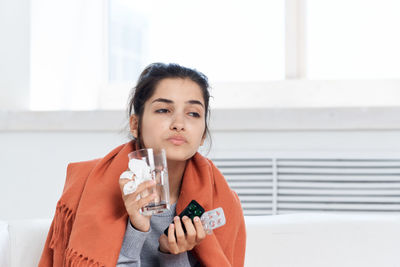 Portrait of a woman drinking drink