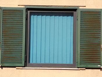 Blue window of building