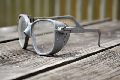 Close-up of sunglasses on table