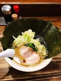 Close-up of food served in plate
