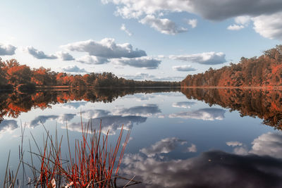 Scenic view of lake against sky