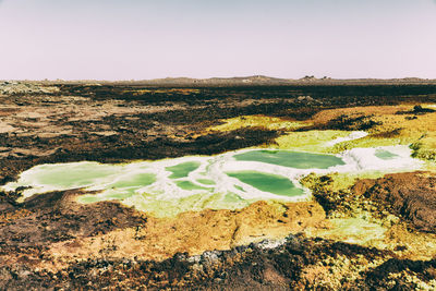 Scenic view of land against clear sky