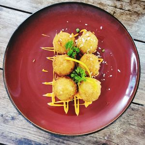 High angle view of vegetables in bowl on table