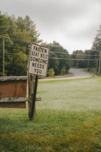 Information sign on field