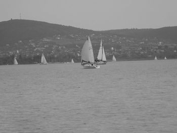 Boat sailing in sea