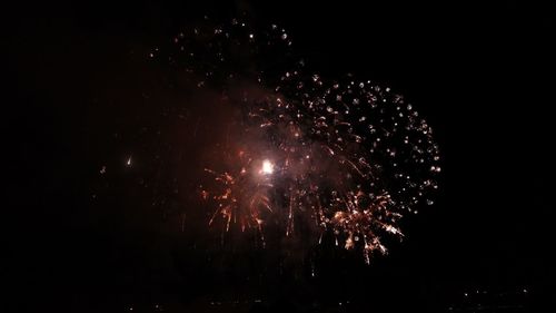 Low angle view of firework display at night