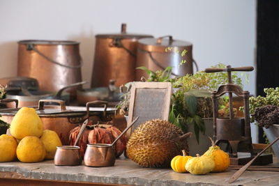 Low angle view of kitchen counter