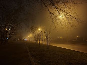 Street lights on road during winter at night