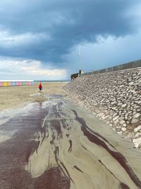 Man on beach against sky