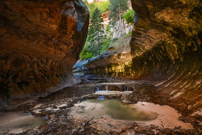 Scenic view of waterfall