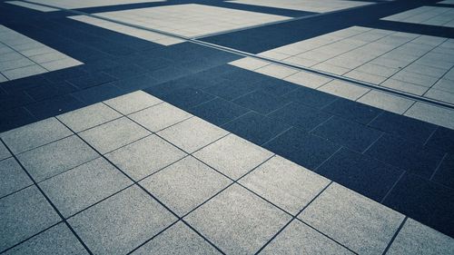 High angle view of tiled floor