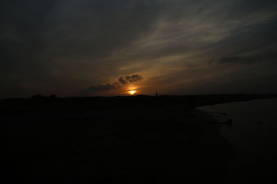 Scenic view of sea against sky at sunset