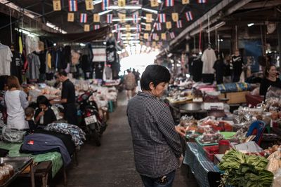 Group of people at market