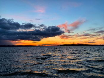 Scenic view of sea against sky during sunset