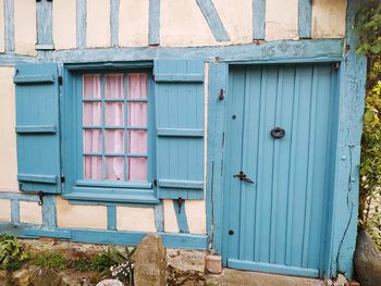 Closed door of building