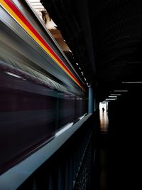 Blurred motion of train at subway station