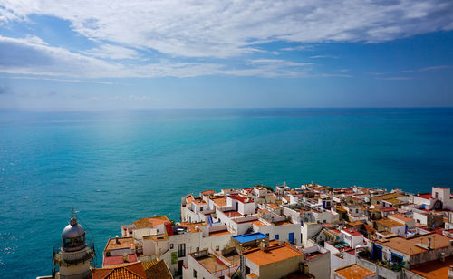 High angle view of sea against sky