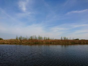 Scenic view of lake against sky