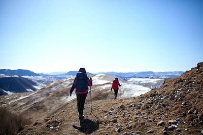 Scenic view of mountains against clear sky