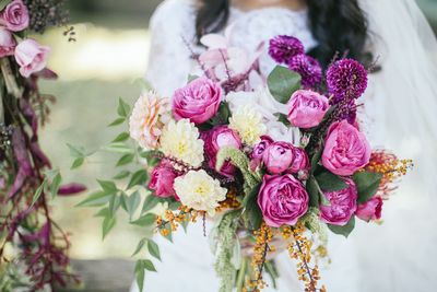 Close-up of pink rose bouquet