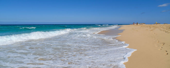 Natural marine landscape with amazing beach blue water playa sotavento fuerteventura canary island