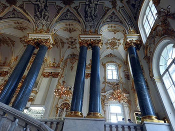 Low angle view of ornate ceiling in historic building