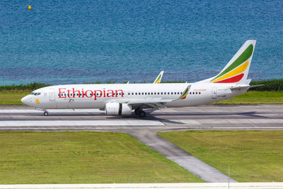 Airplane on airport runway