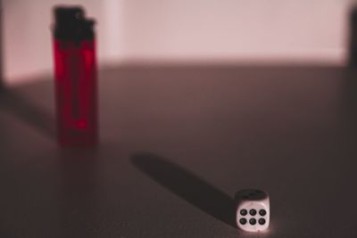 Close-up of red wine on table