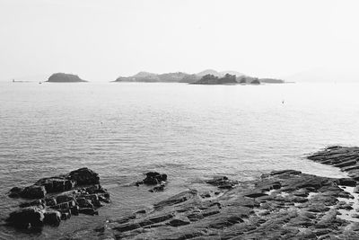 Scenic view of sea against clear sky