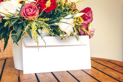 Close-up of flowers on table