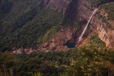 High angle view of waterfall