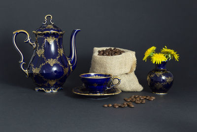 Close-up of tea served on table