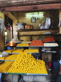 Various fruits for sale at market stall