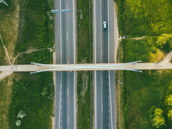 High angle view of bridge over road