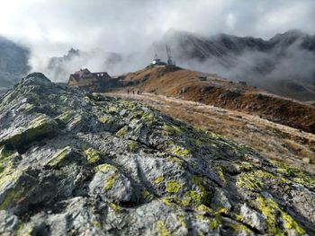Scenic view of rocky mountains against sky
