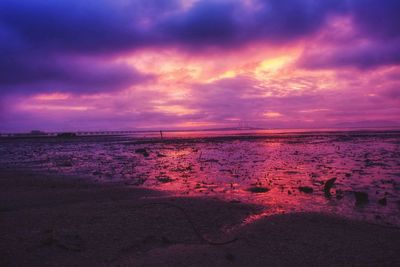 Scenic view of sea against sky at sunset