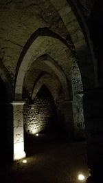 Illuminated corridor of building