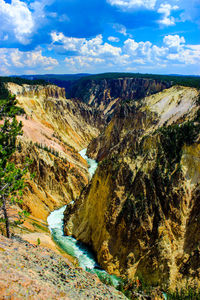 Scenic view of river against cloudy sky
