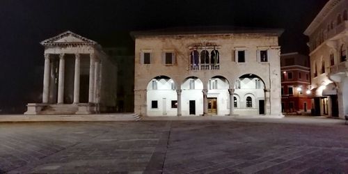 Low angle view of building at night