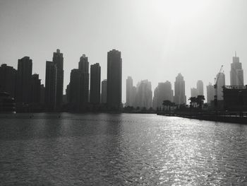 City skyline with river in background