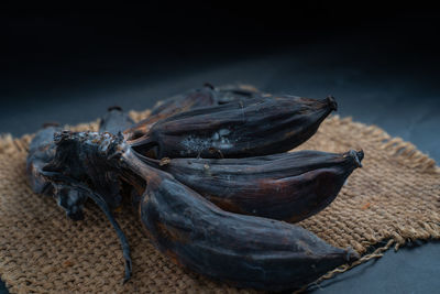 Close-up of dried food on table