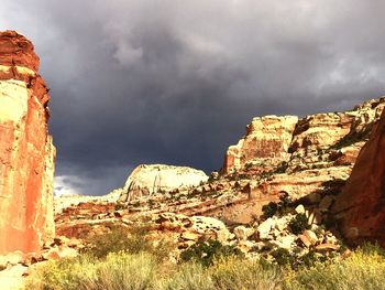 Panoramic view of rocky mountains against sky