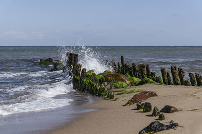 Scenic view of sea against clear sky