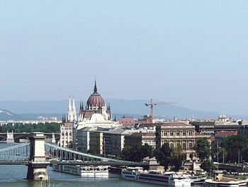 View of buildings in city against sky