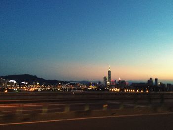 Illuminated cityscape at night