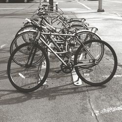 Bicycle parked on street